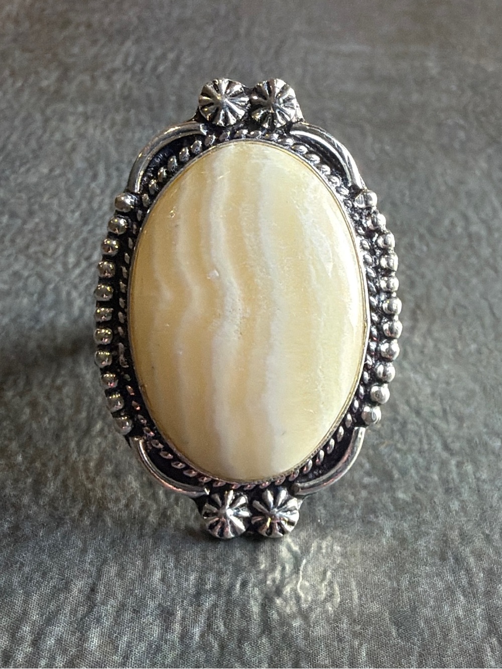 Vintage Style Boho Jewelry Calcite Gemstone Ring Size 10 Silver 925 Overlay